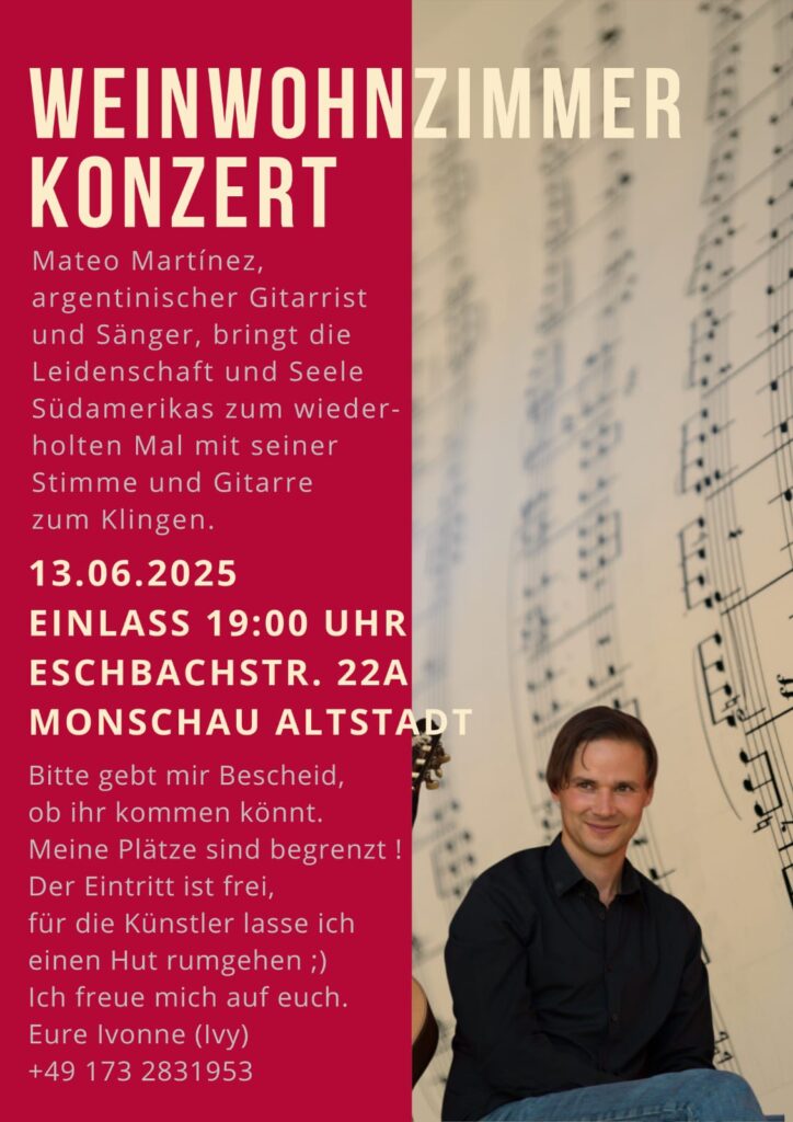 Wohnzimmerkonzert Monschau Veranstaltungsflyer